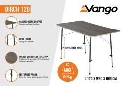 Vango Birch 120 Table -Outdoor Camping Shop birch 120 infographic medium