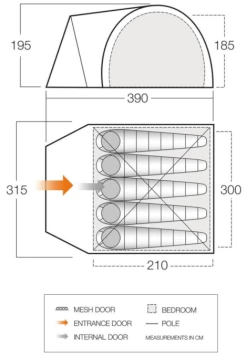 Vango Carron 500 Tent -Outdoor Camping Shop carron 500 dimensions image