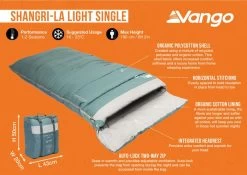 Vango Shangri-La Light Single Single Sleeping Bag 25 Vango Shangri-La Light Single Single Sleeping Bag -Outdoor Camping Shop shangri la light signle infographic medium