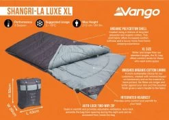 Vango Shangri-La Luxe XL Sleeping Bag -Outdoor Camping Shop shangri la luxe xl infographic medium