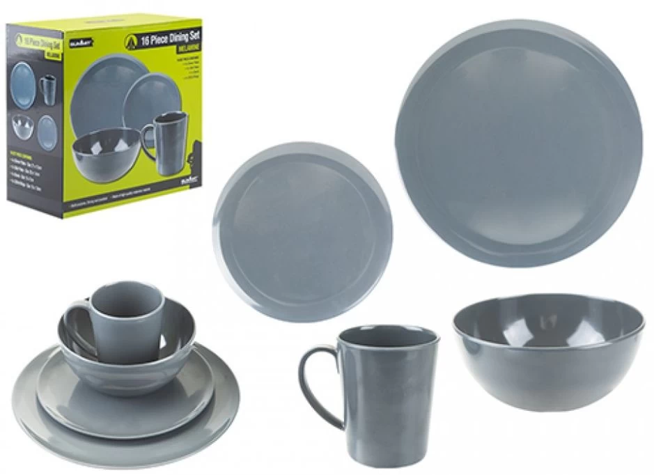 Summit 16 Piece Melamine Dining Set In Grey 3 Summit 16 Piece Melamine Dining Set In Grey