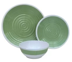 Outdoor Revolution Premium 12pc Melamine Plate And Bowl Set Pastel Lime
