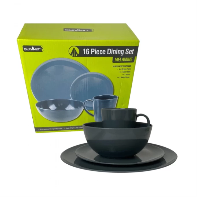 Summit 16 Piece Melamine Dining Set In Grey 4 Summit 16 Piece Melamine Dining Set In Grey - Image 2